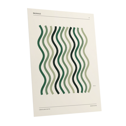 Sage Undulation No. 28, green, beige, black abstract wall art shown as a unframed poster wall art print