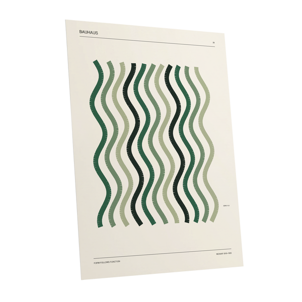 Sage Undulation No. 28, green, beige, black abstract wall art shown as a unframed poster wall art print