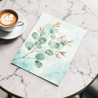 Sageleaf Serenade, green, blue, pink nature wall art displayed in a styled interior, gallery view 5