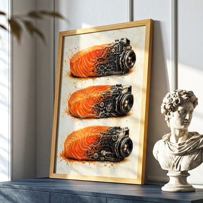 Salmon Shutter Trio, orange, black, beige abstract wall art displayed in a styled interior, gallery view 2