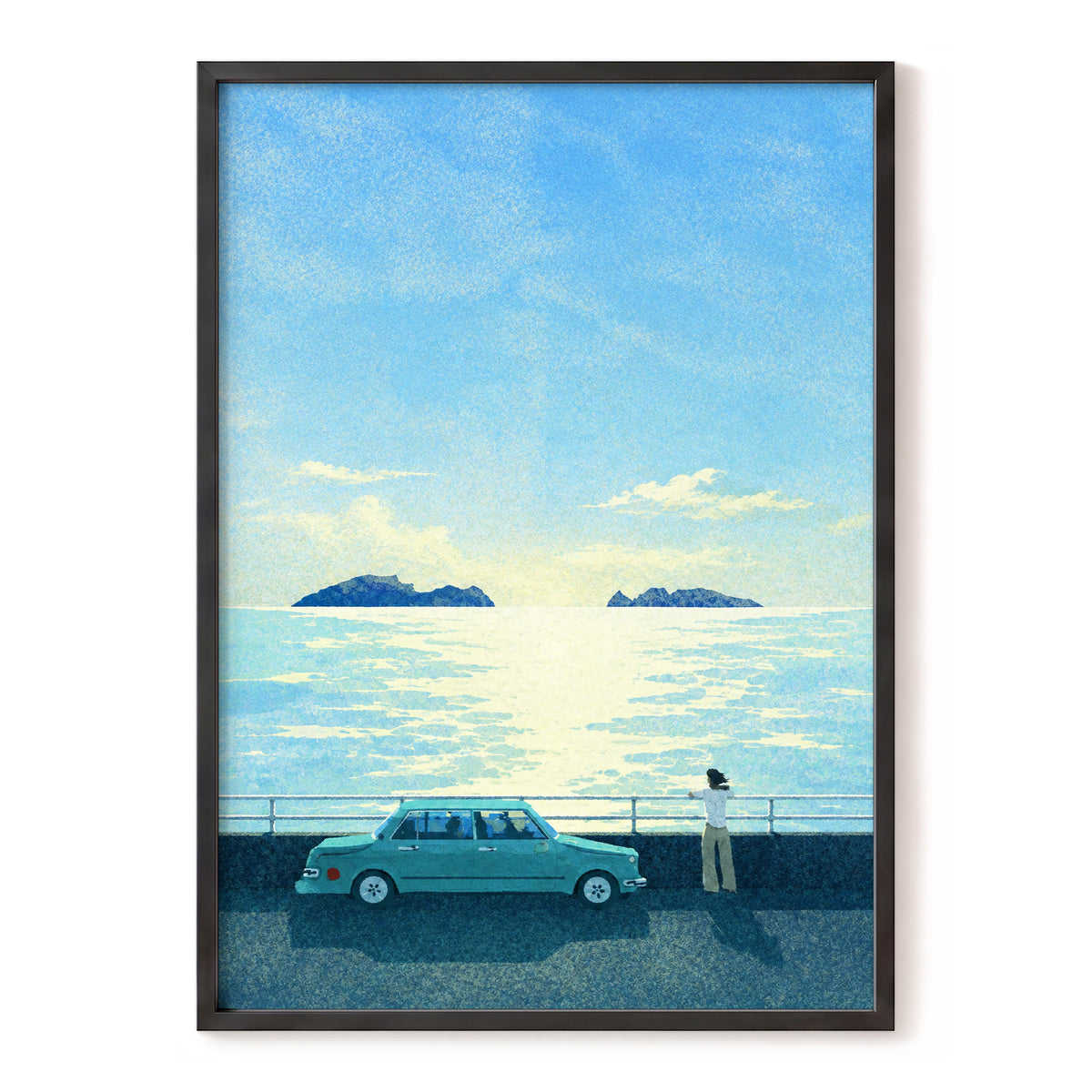 Saltwater Interlude, blue, green, yellow nature wall art, front artwork view