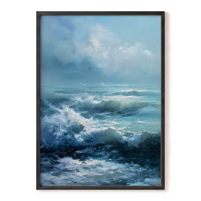 Saltwind Surge, blue, white, gray nature wall art, front artwork view