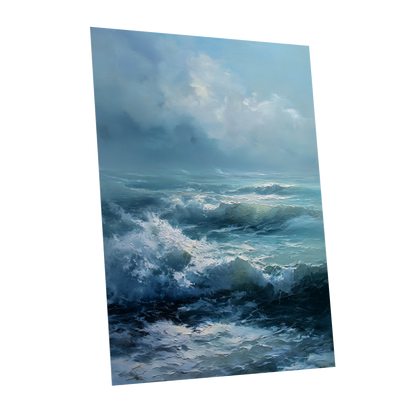 Saltwind Surge, blue, white, gray nature wall art shown as a unframed poster wall art print