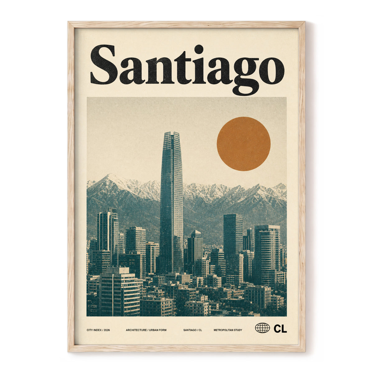 Santiago Sunline, beige, green, black minimalist wall art, front artwork view