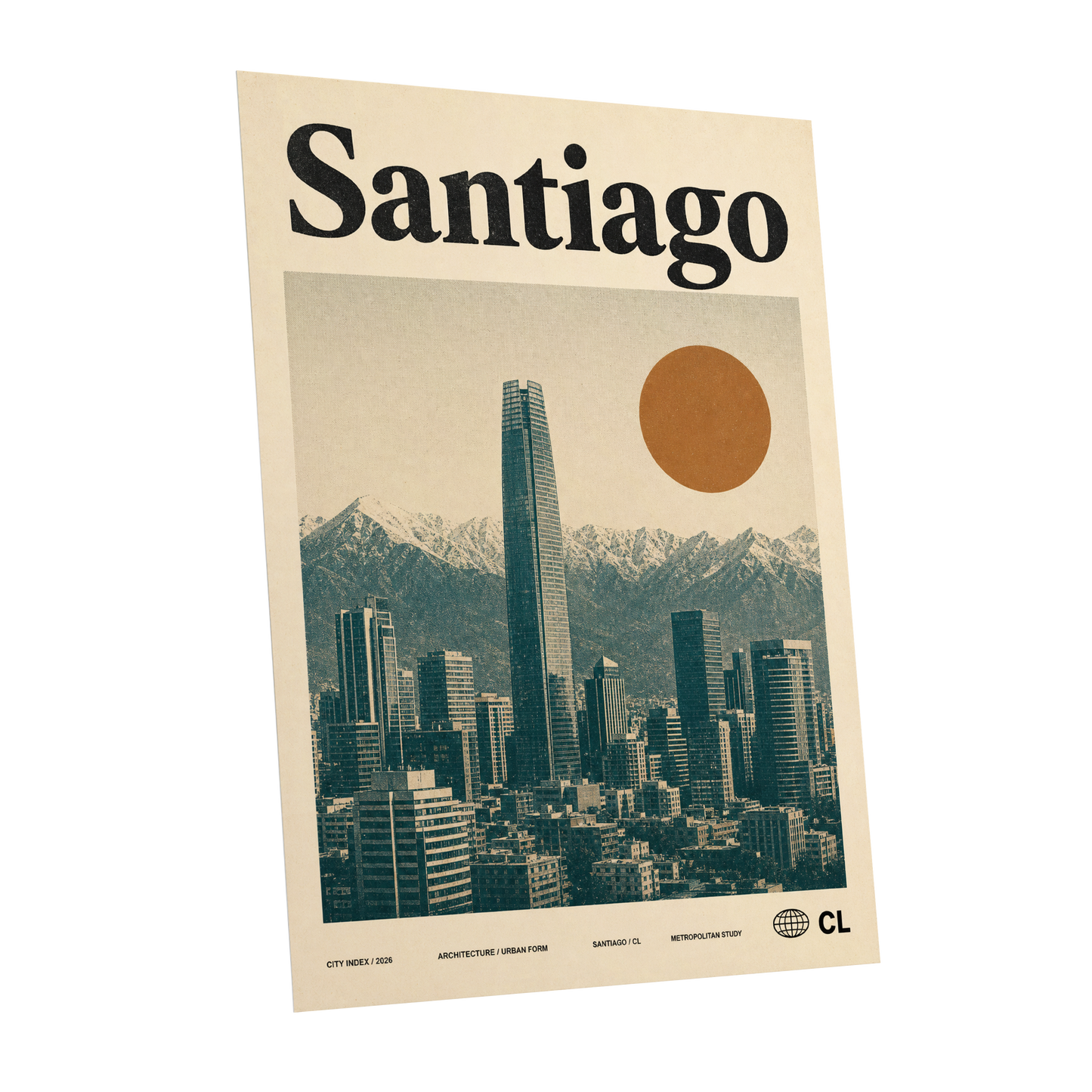 Santiago Sunline, beige, green, black minimalist wall art shown as a unframed poster wall art print