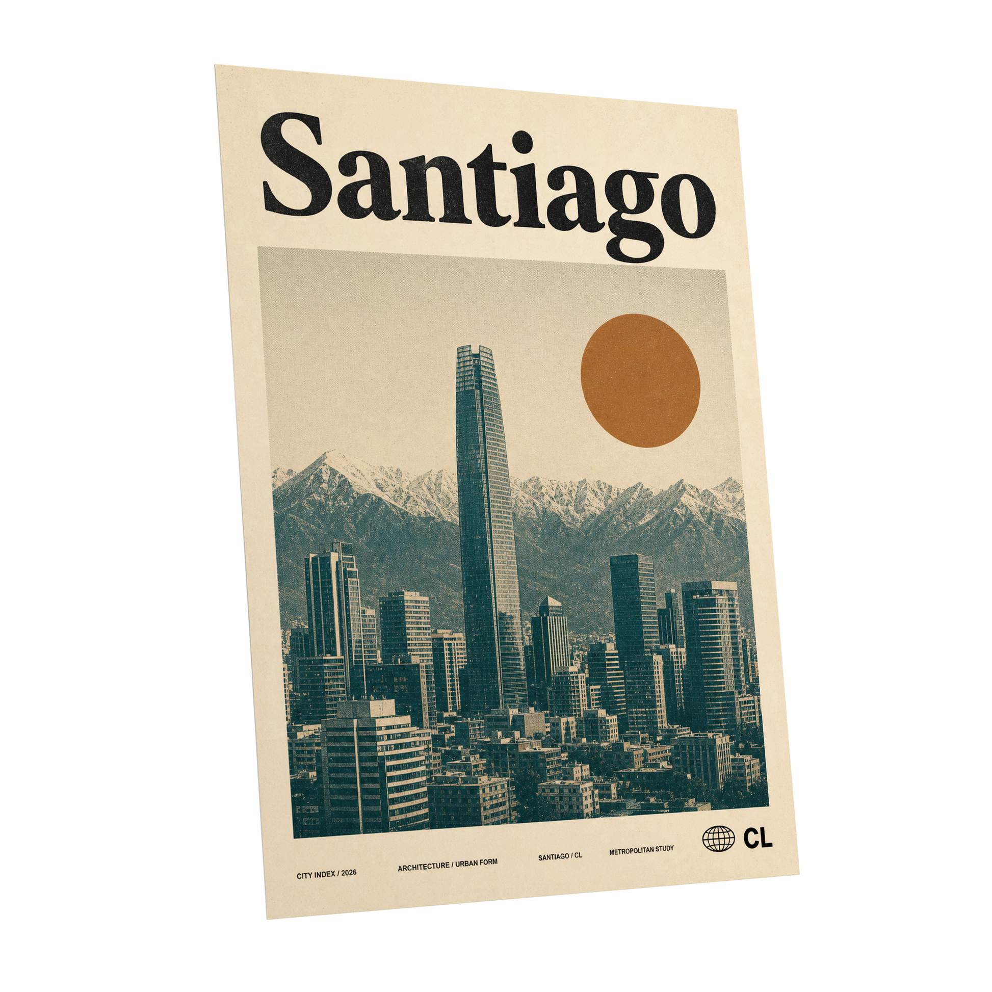 Santiago Sunline, beige, green, black minimalist wall art shown as a unframed poster wall art print
