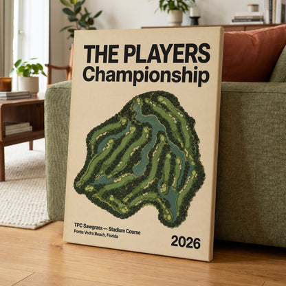 Sawgrass Championship, green, beige, black nature wall art on canvas displayed in a styled interior, gallery view 1
