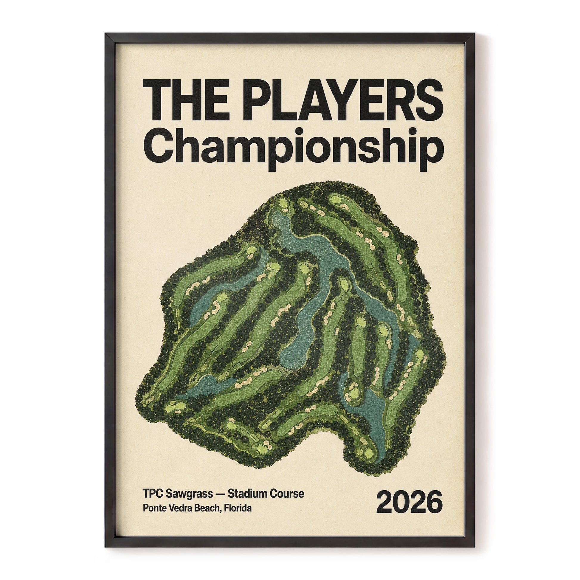 Sawgrass Championship, green, beige, black nature wall art, front artwork view