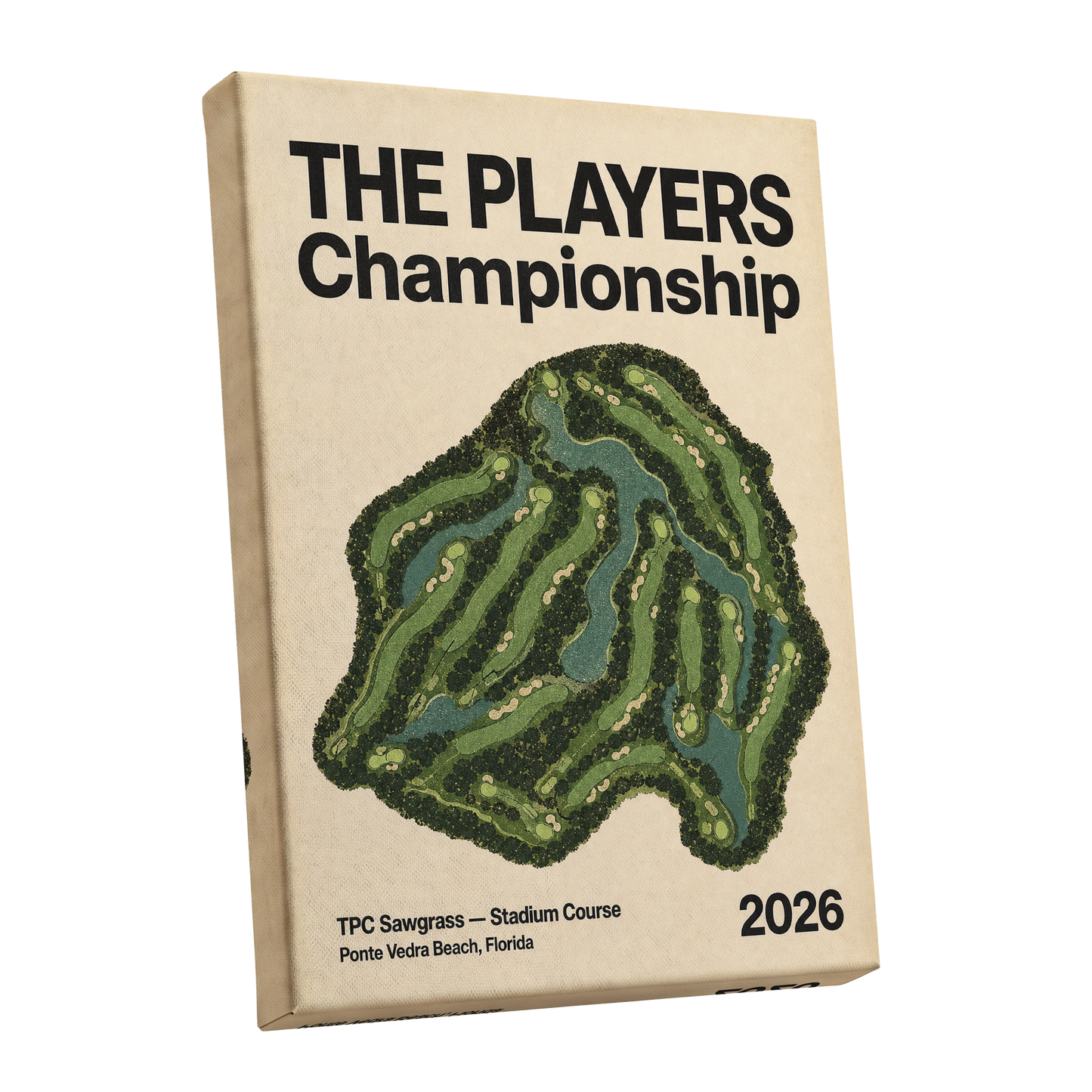 Sawgrass Championship, green, beige, black nature wall art shown as a stretched canvas wall art