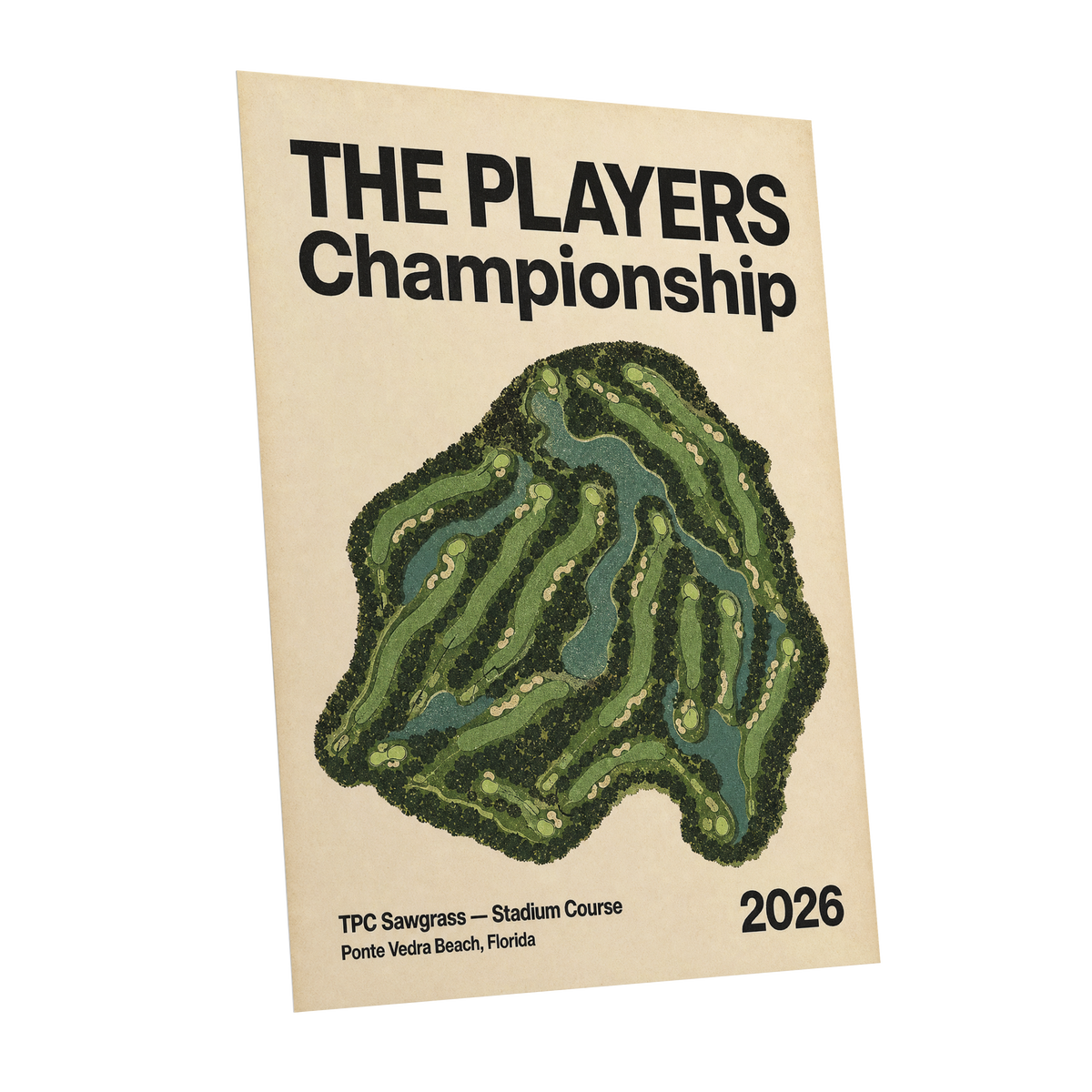 Sawgrass Championship, green, beige, black nature wall art shown as a unframed poster wall art print