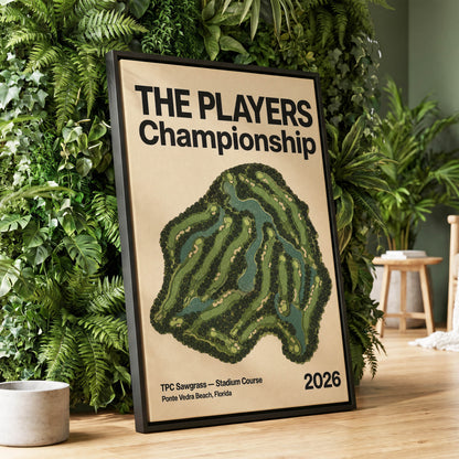 Sawgrass Championship, green, beige, black nature wall art displayed in a styled interior, gallery view 1