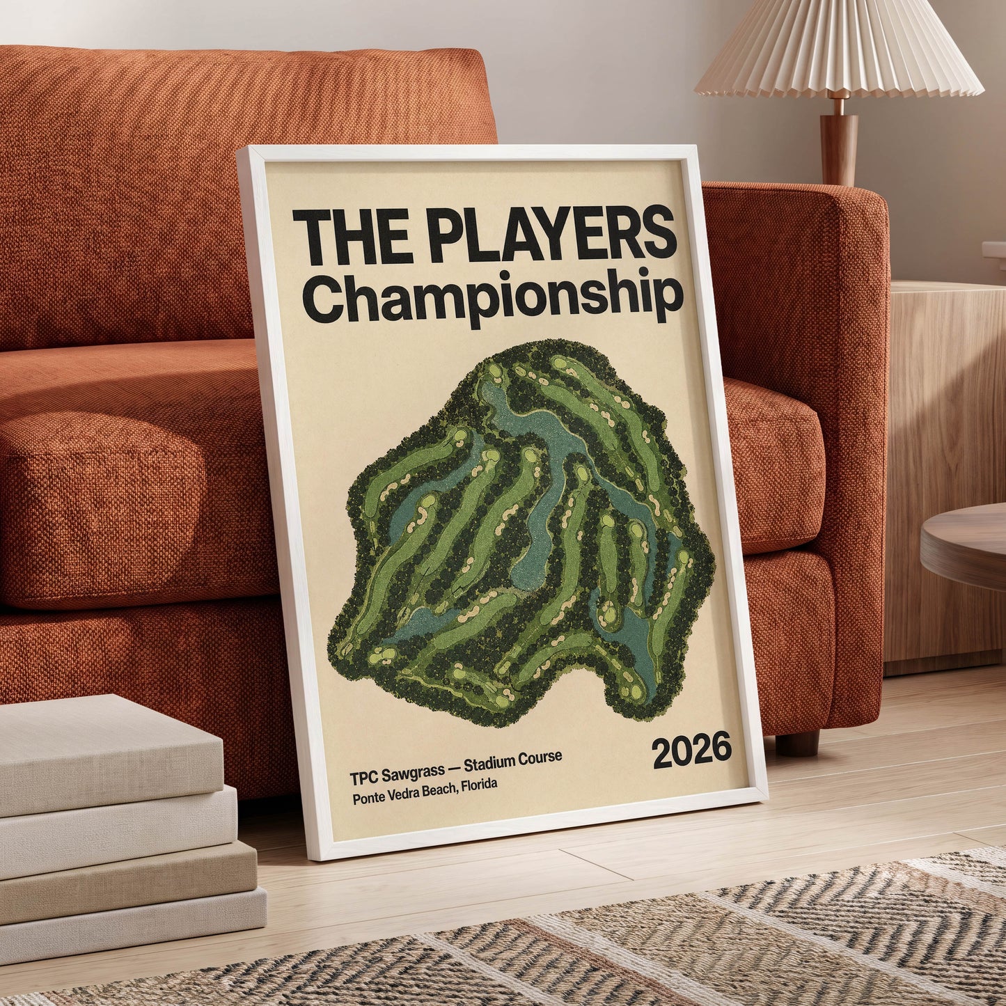 Sawgrass Championship, green, beige, black nature wall art displayed in a styled interior, gallery view 6