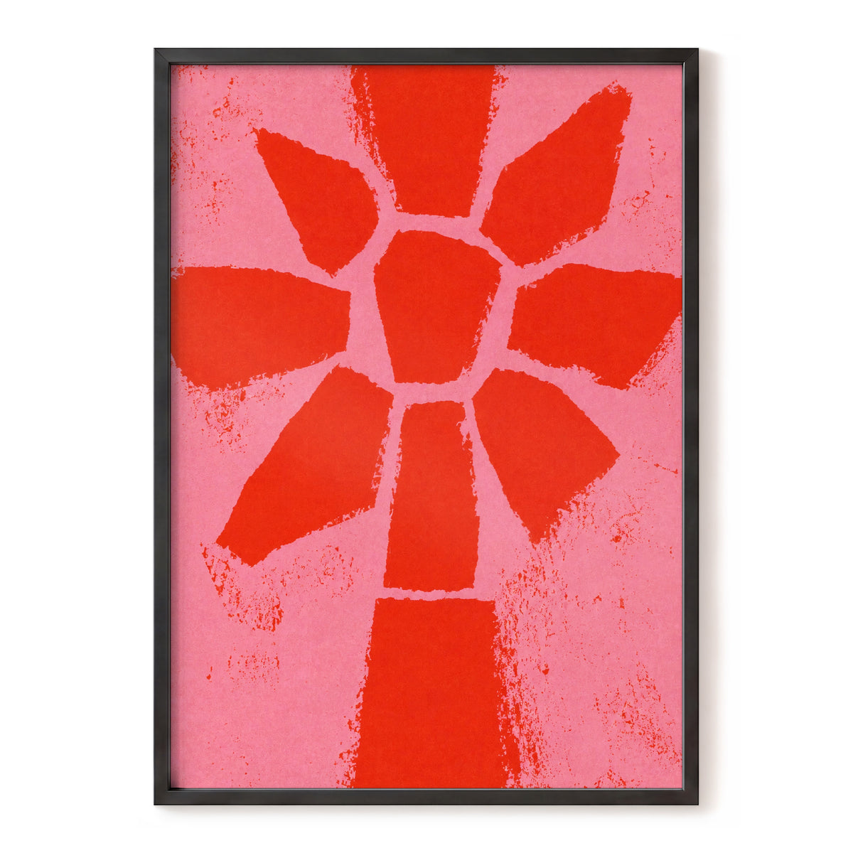 Scarlet Bloom, red, pink, orange floral wall art, front artwork view