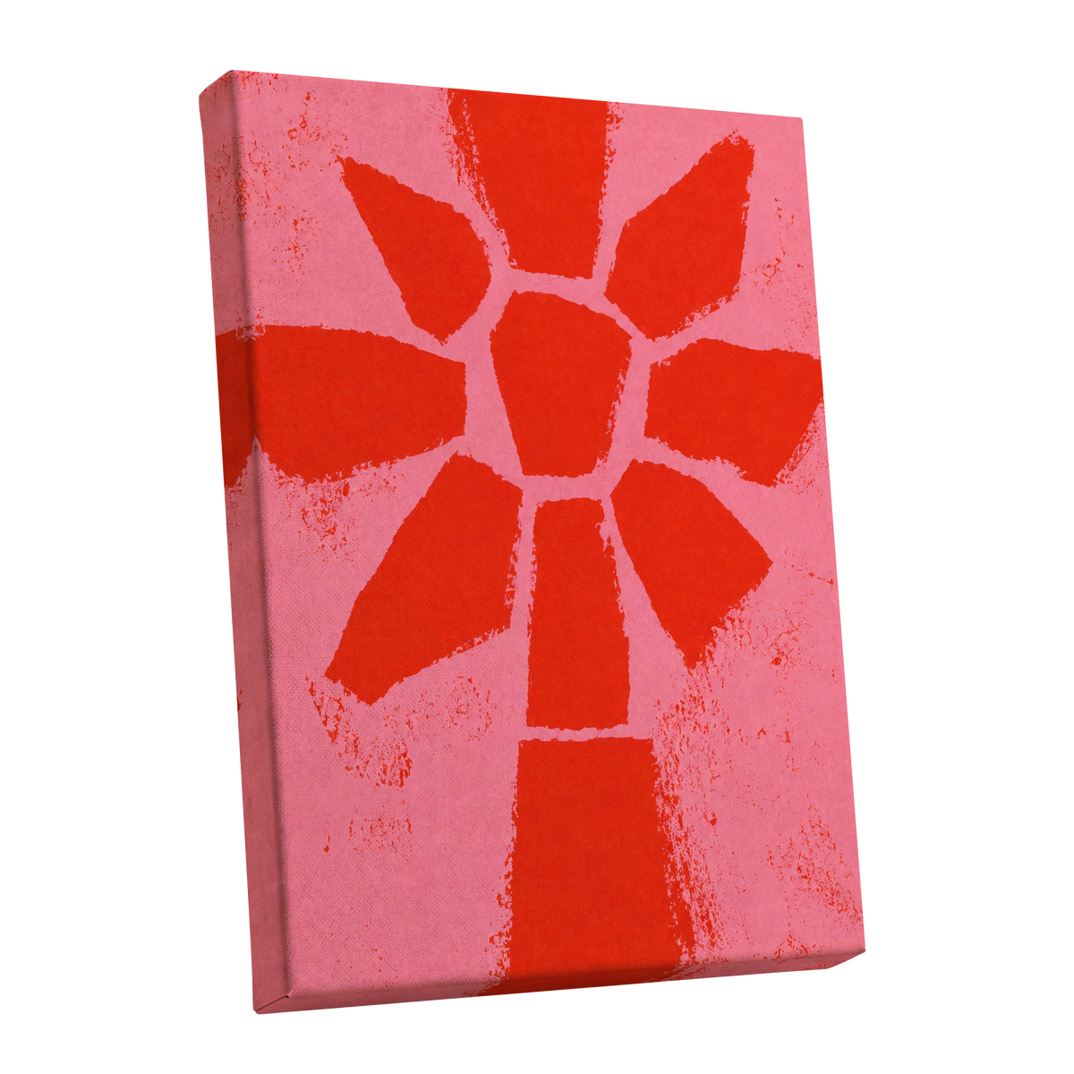 Scarlet Bloom, red, pink, orange floral wall art shown as a stretched canvas wall art