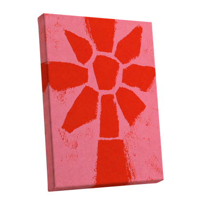 Scarlet Bloom, red, pink, orange floral wall art shown as a stretched canvas wall art
