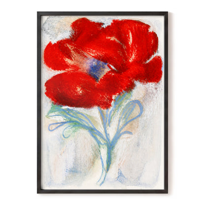 Scarlet Flourish, red, blue, green floral wall art, front artwork view
