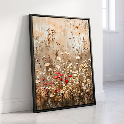 Scarlet Meadow Tapestry, beige, white, brown floral wall art displayed in a styled interior, gallery view 4