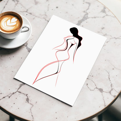 Scarlet Silhouette, black, red, beige minimalist wall art displayed in a styled interior, gallery view 3