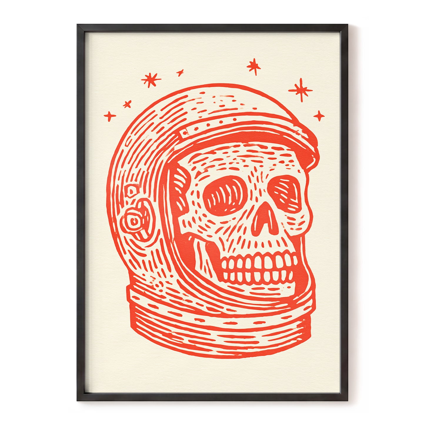 Scarlet Space Relic, red, beige, white minimalist wall art, front artwork view