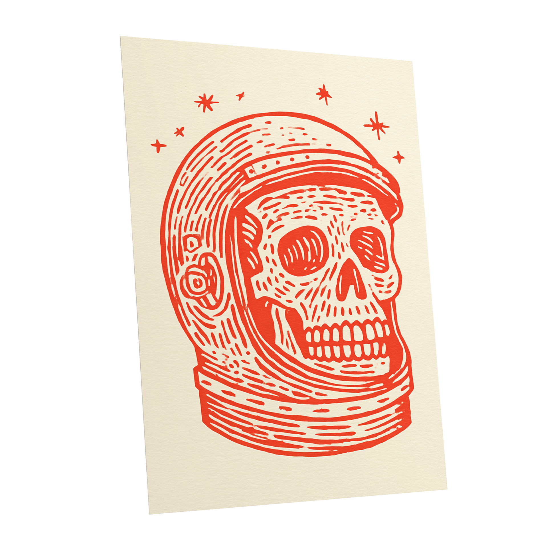 Scarlet Space Relic, red, beige, white minimalist wall art shown as a unframed poster wall art print