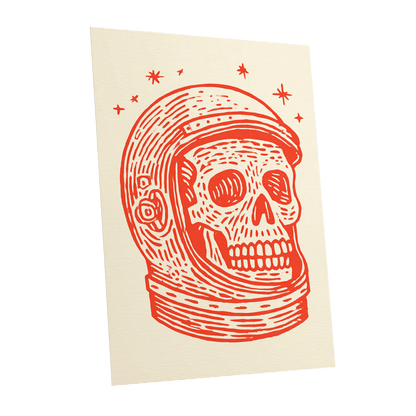 Scarlet Space Relic, red, beige, white minimalist wall art shown as a unframed poster wall art print