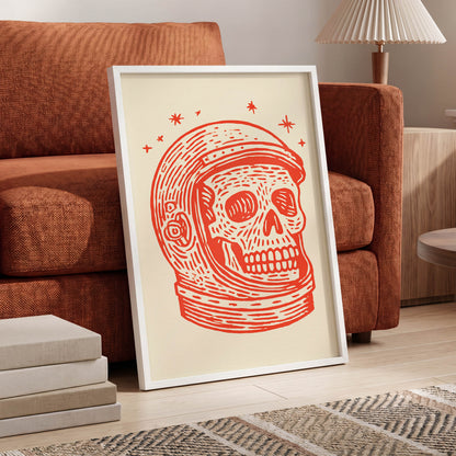 Scarlet Space Relic, red, beige, white minimalist wall art displayed in a styled interior, gallery view 6