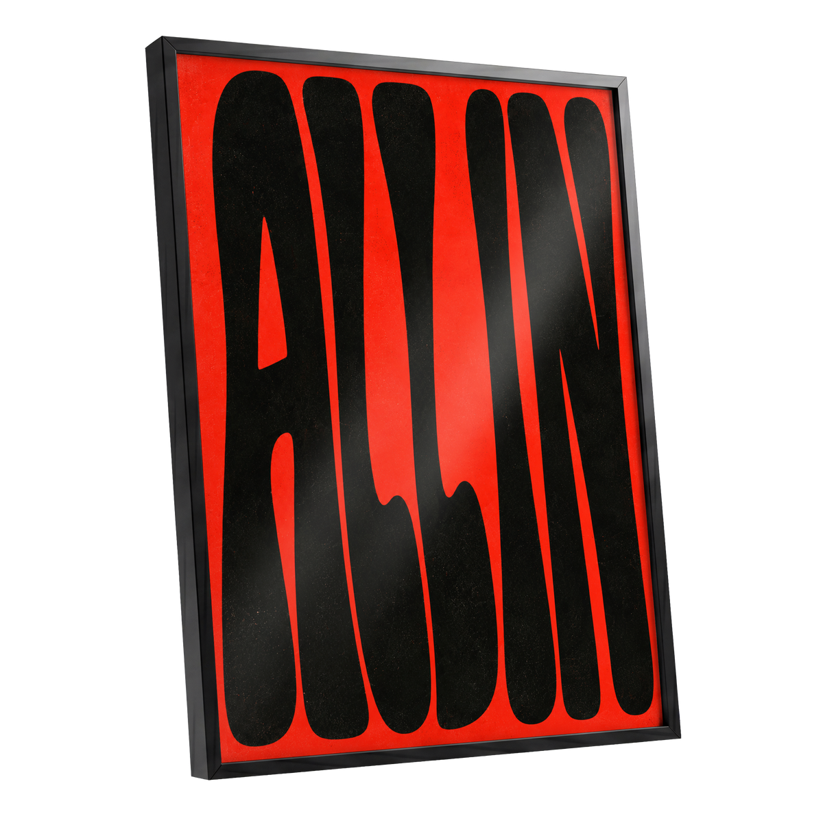 Scarlet Stretch, red, black minimalist wall art shown as a black framed poster wall art print