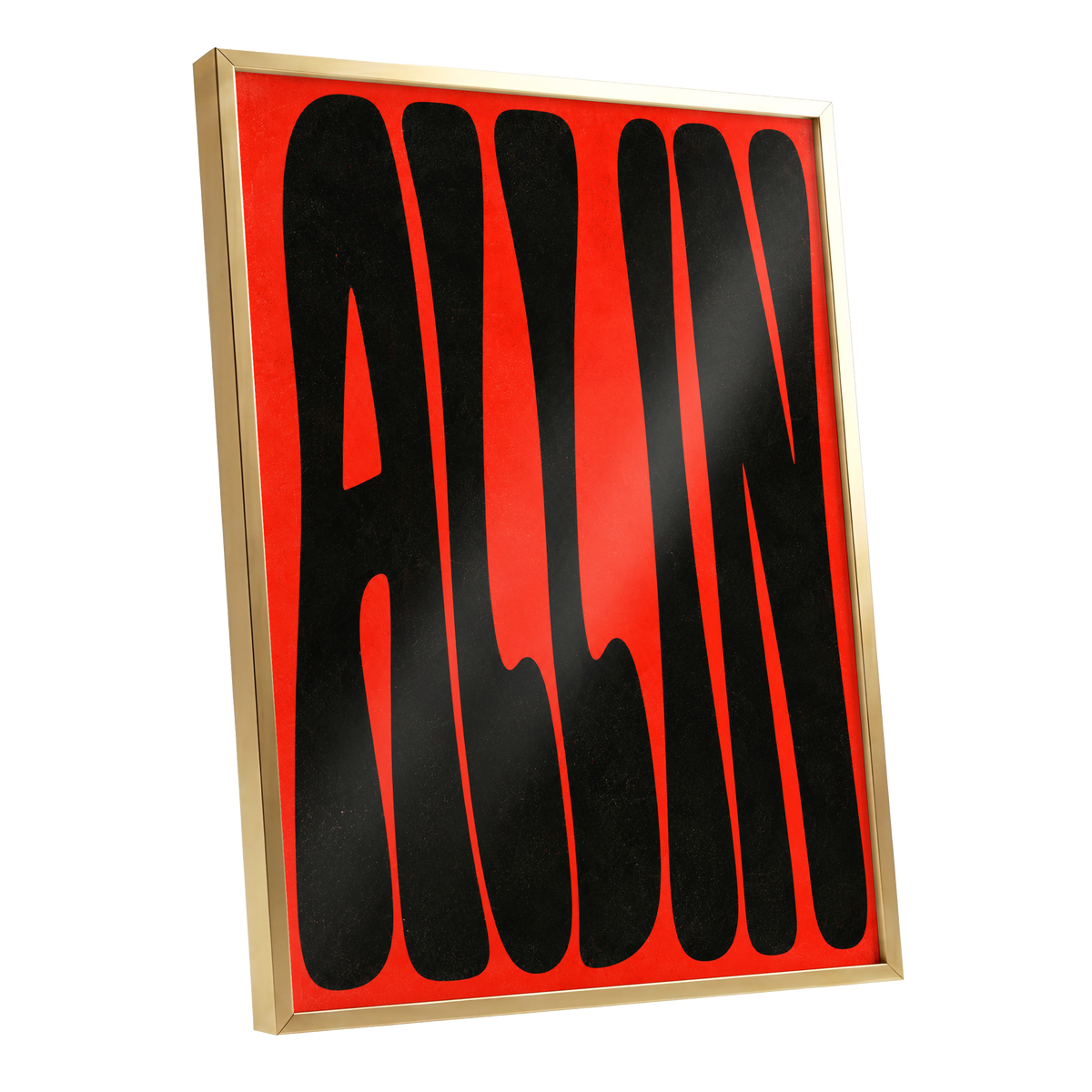 Scarlet Stretch, red, black minimalist wall art shown as a gold framed poster wall art print