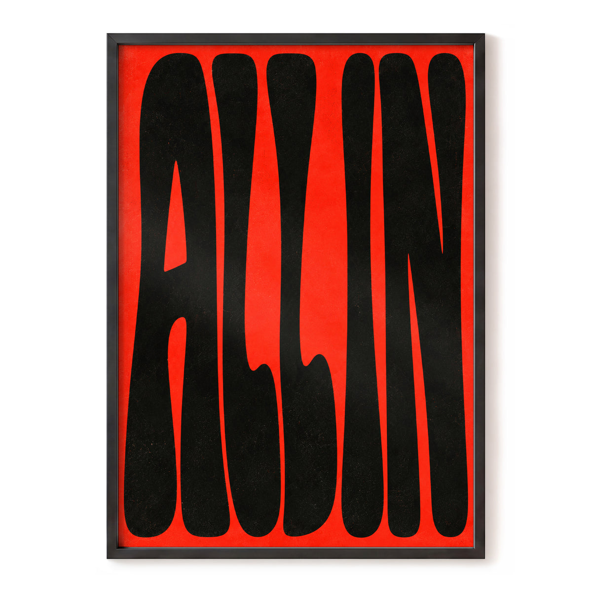 Scarlet Stretch, red, black minimalist wall art, front artwork view