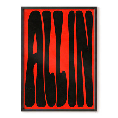 Scarlet Stretch, red, black minimalist wall art, front artwork view