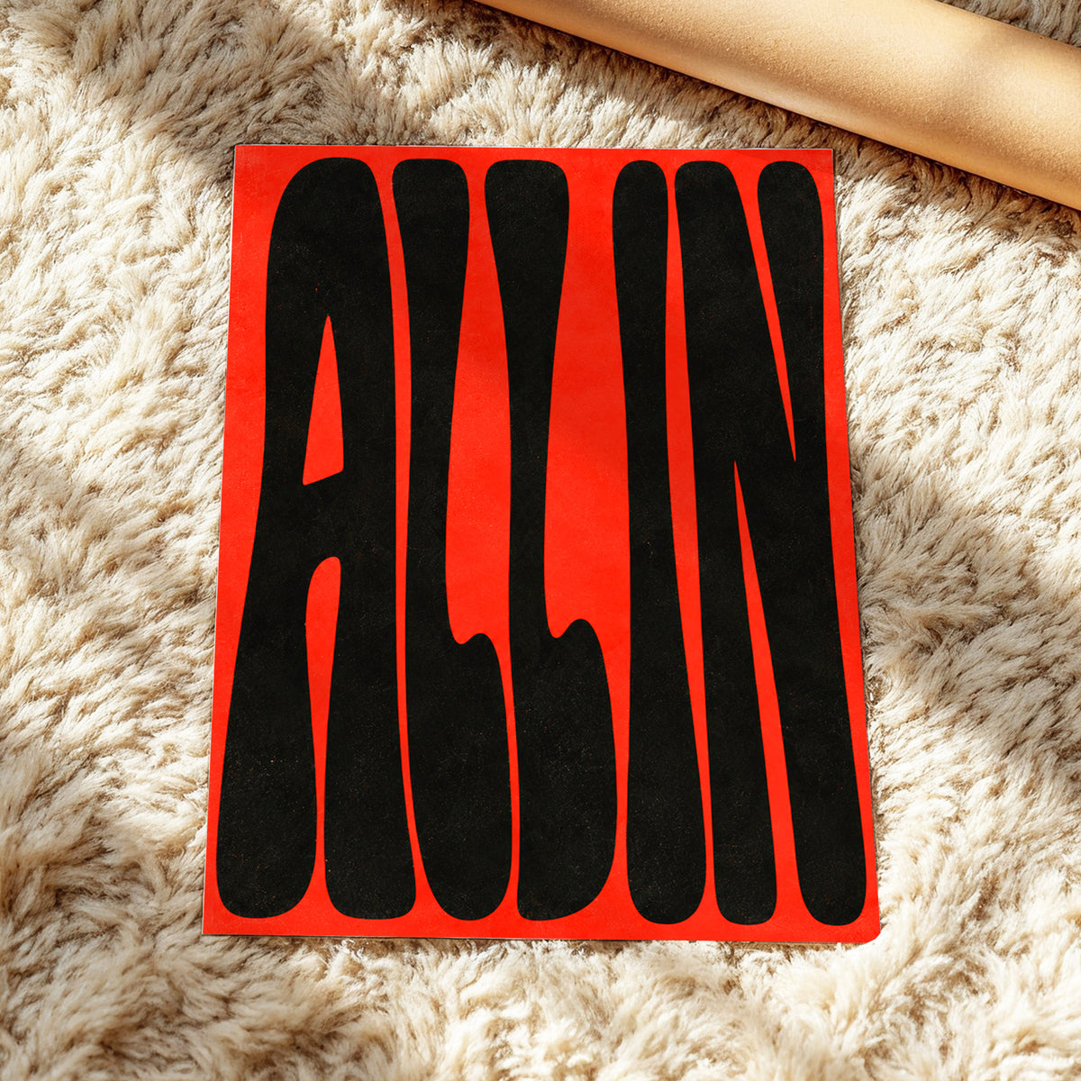Scarlet Stretch, red, black minimalist wall art displayed in a styled interior, gallery view 3