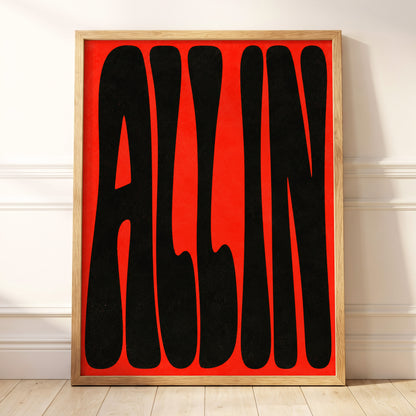 Scarlet Stretch, red, black minimalist wall art displayed in a styled interior, gallery view 4