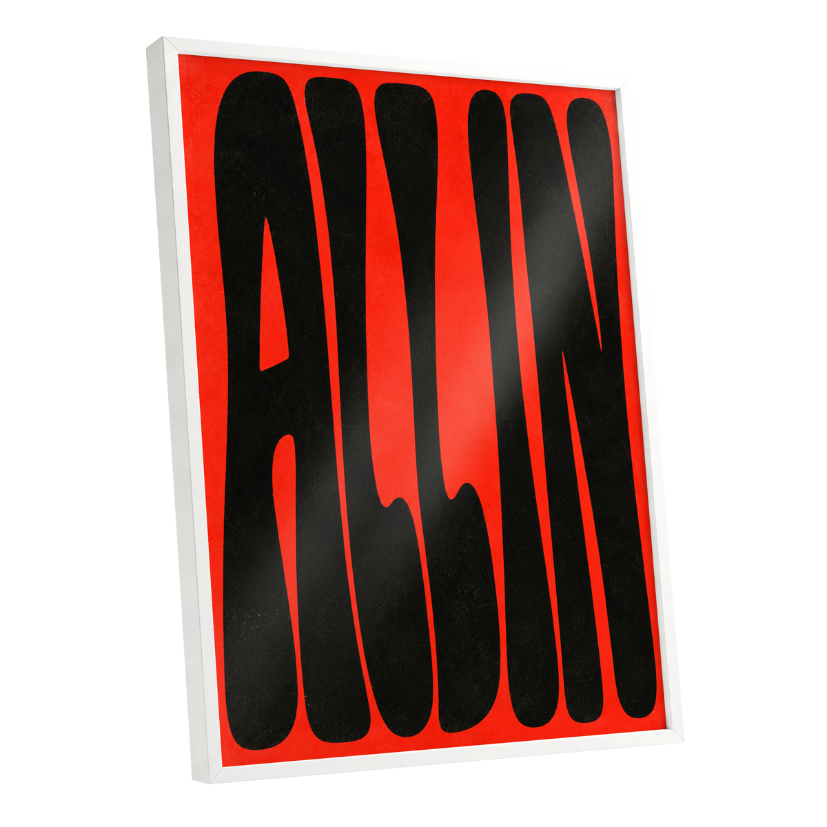Scarlet Stretch, red, black minimalist wall art shown as a white framed poster wall art print