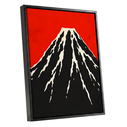 Scarlet Summit, red, black, beige nature wall art shown as a black framed canvas wall art