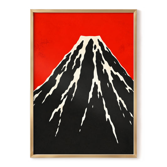 Scarlet Summit, red, black, beige nature wall art, front artwork view
