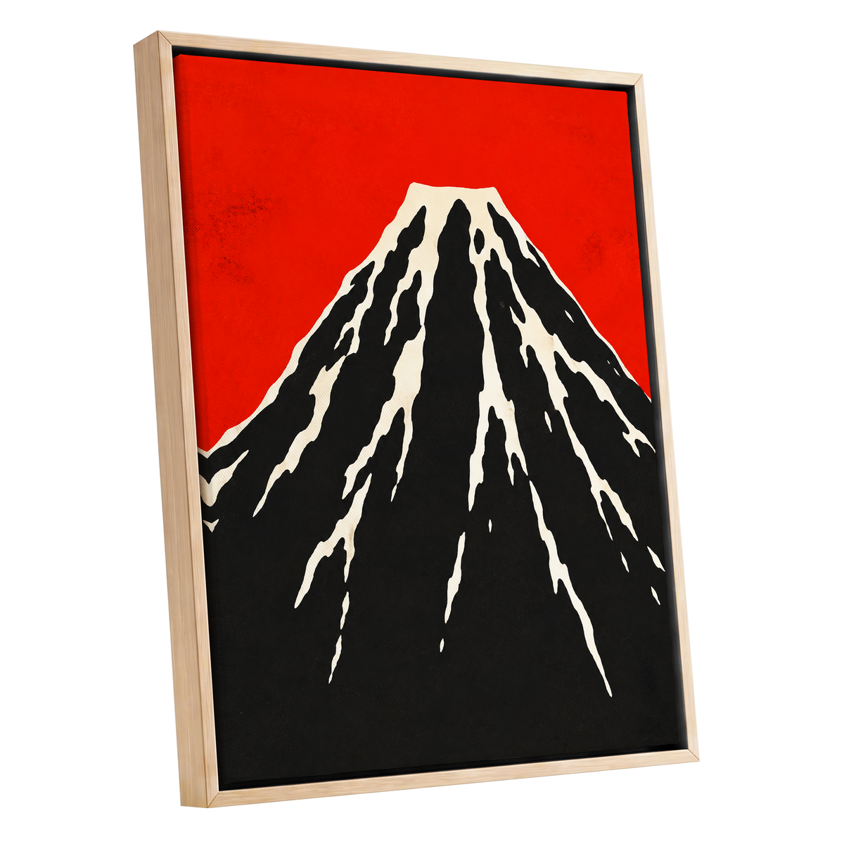 Scarlet Summit, red, black, beige nature wall art shown as a oak framed canvas wall art