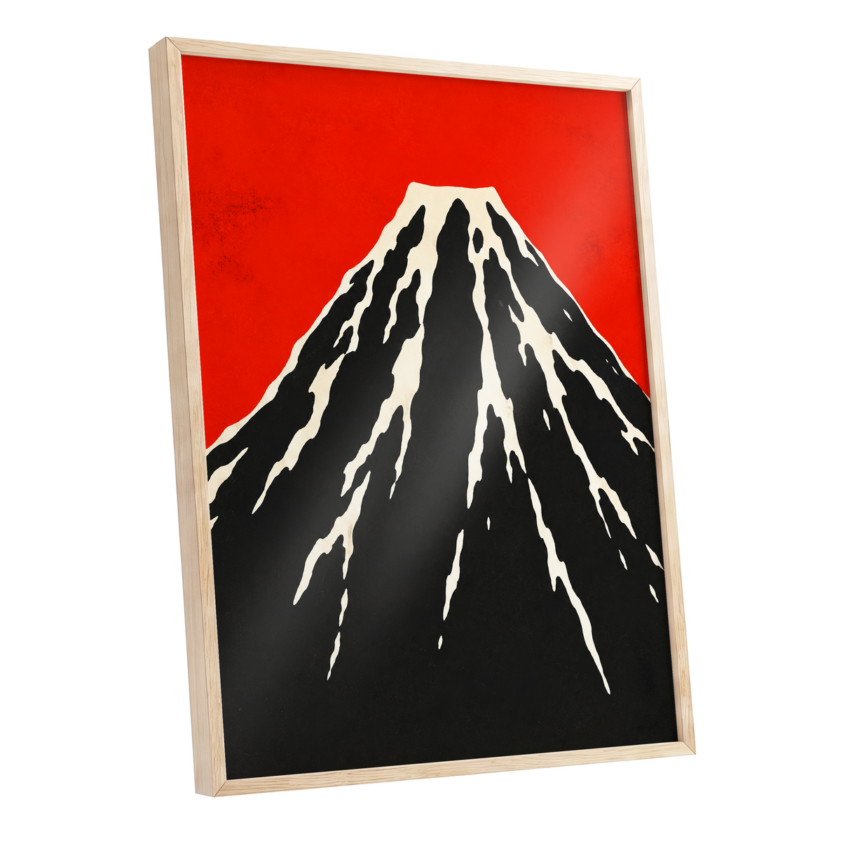 Scarlet Summit, red, black, beige nature wall art shown as a oak framed poster wall art print
