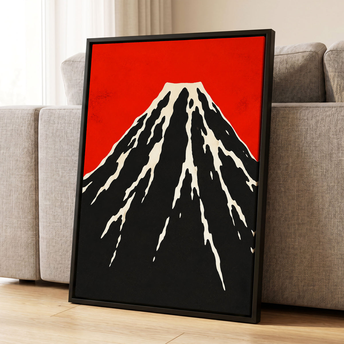Scarlet Summit, red, black, beige nature wall art displayed in a styled interior, gallery view 4