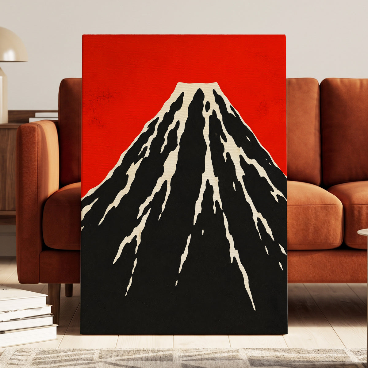 Scarlet Summit, red, black, beige nature wall art displayed in a styled interior, gallery view 7