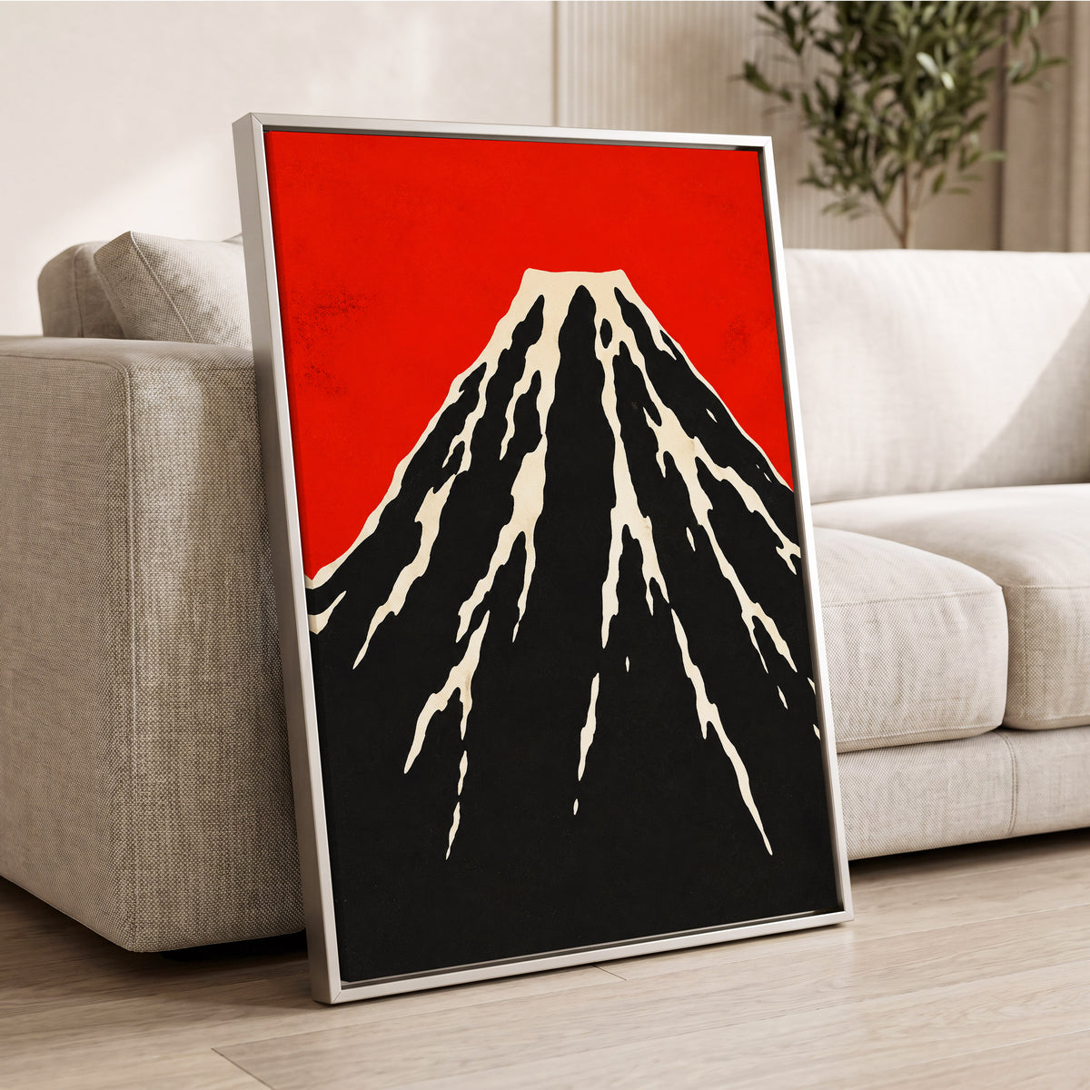 Scarlet Summit, red, black, beige nature wall art displayed in a styled interior, gallery view 8