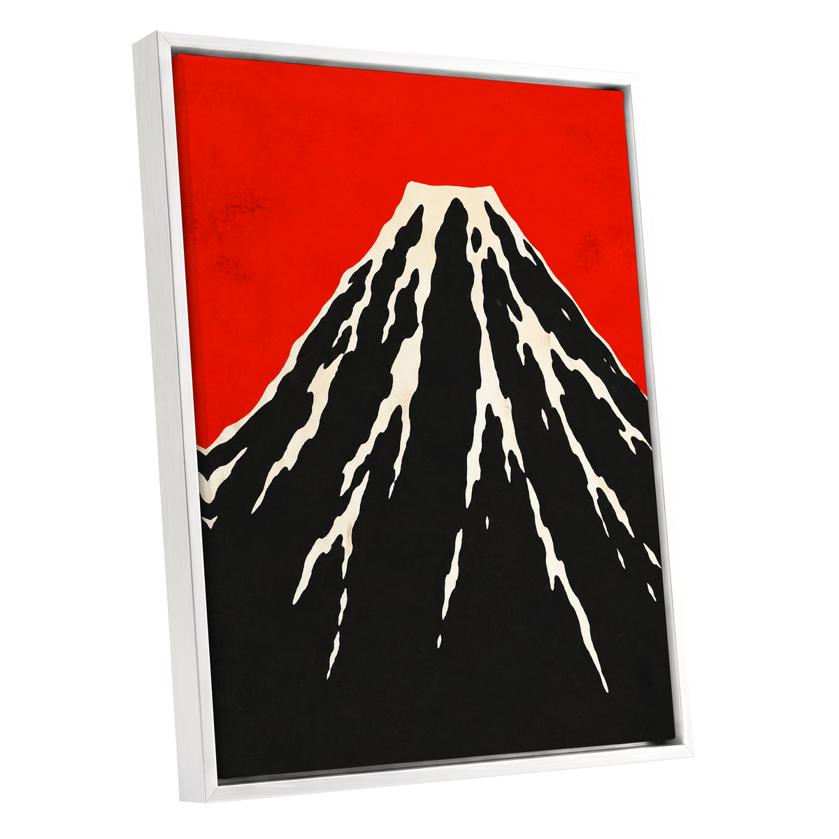 Scarlet Summit, red, black, beige nature wall art shown as a white framed canvas wall art