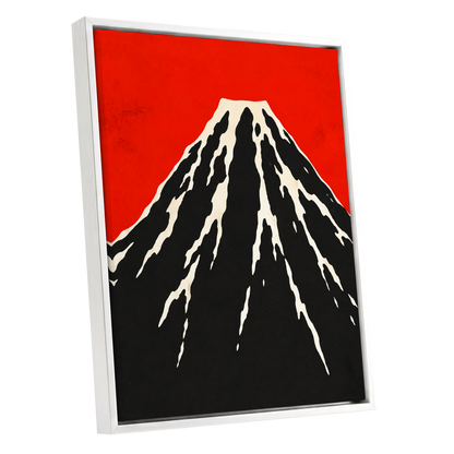 Scarlet Summit, red, black, beige nature wall art shown as a white framed canvas wall art