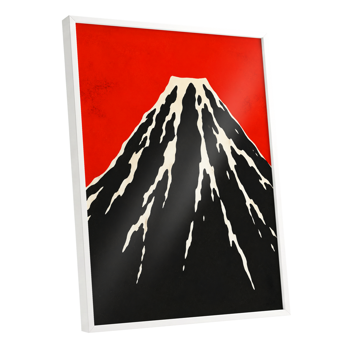 Scarlet Summit, red, black, beige nature wall art shown as a white framed poster wall art print