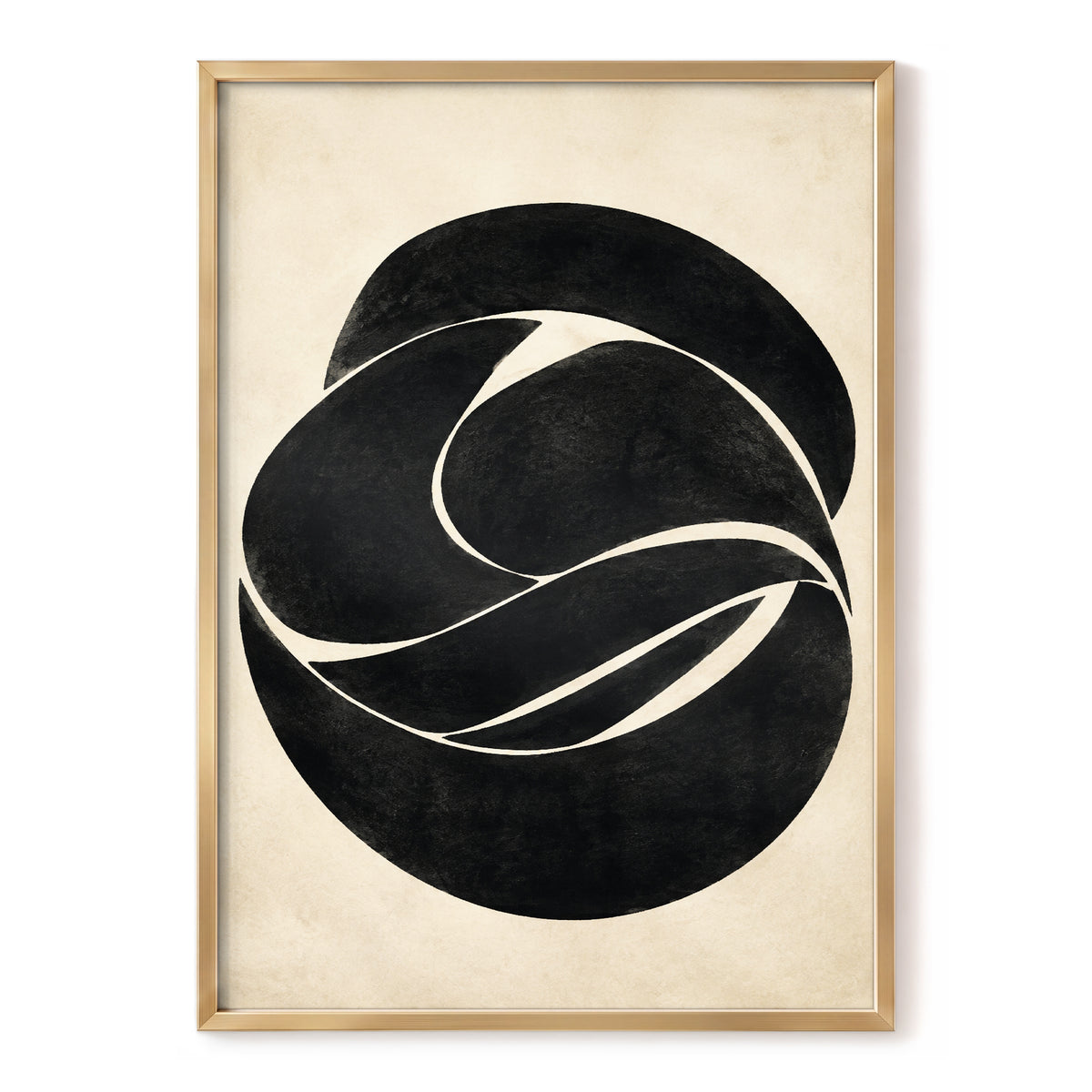 Sculpted Orbit, black, beige, gray abstract wall art, front artwork view