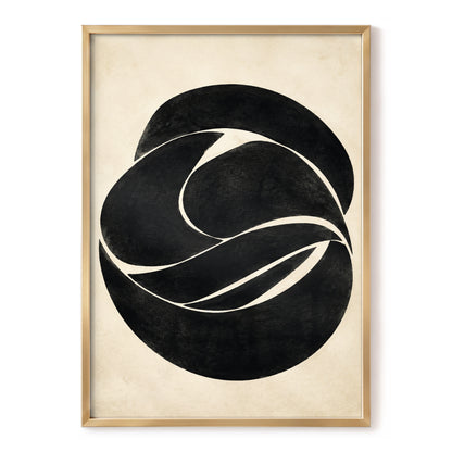 Sculpted Orbit, black, beige, gray abstract wall art, front artwork view