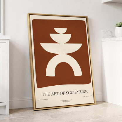 Sculptural Balance, brown, beige, white minimalist wall art displayed in a styled interior, gallery view 8