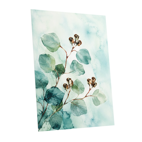Seafoam Branches, green, blue, brown nature wall art shown as a unframed poster wall art print
