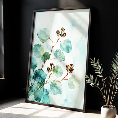 Seafoam Branches, green, blue, brown nature wall art displayed in a styled interior, gallery view 2