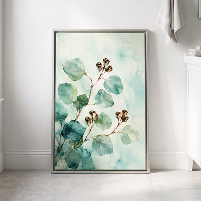Seafoam Branches, green, blue, brown nature wall art displayed in a styled interior, gallery view 4
