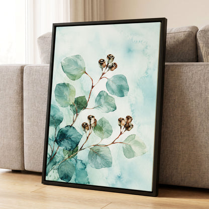 Seafoam Branches, green, blue, brown nature wall art displayed in a styled interior, gallery view 8